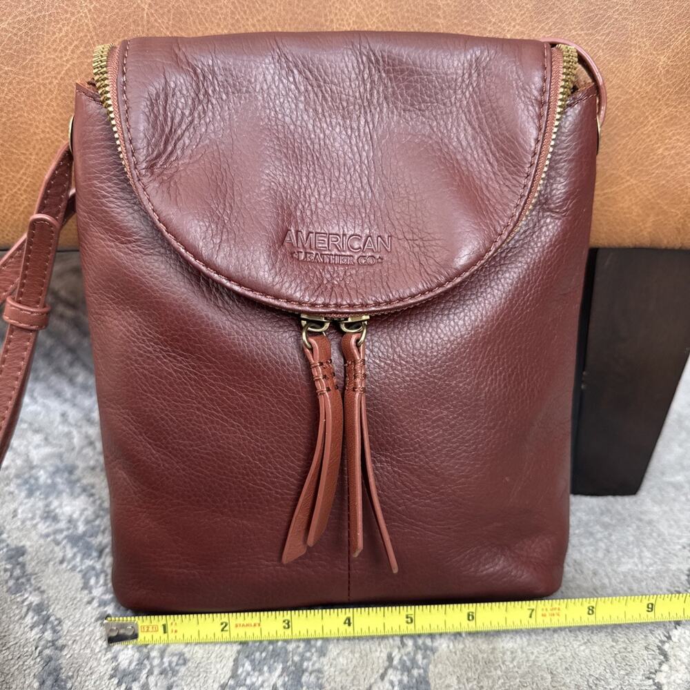 American Leather Co. Hampton Zip Around Crossbody Oxblood Red F - Picture 2 of 10